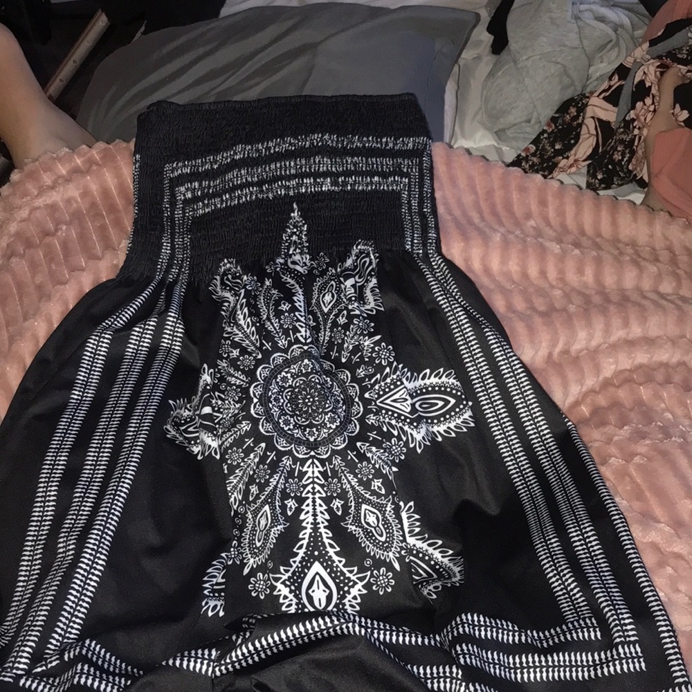 Large strapless mini dress